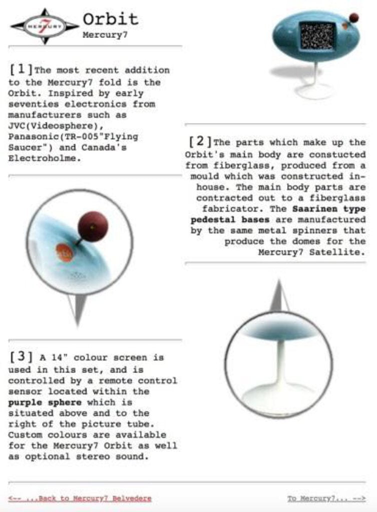 Orbit Television Made by Mercury 7 (1 of 5 made in this color) - Canada - by Peter Andringa 1997