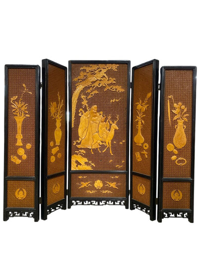 Mid Century 4 Panel Screen Room Divider