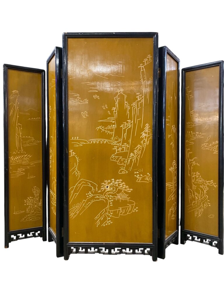 Mid Century 4 Panel Screen Room Divider