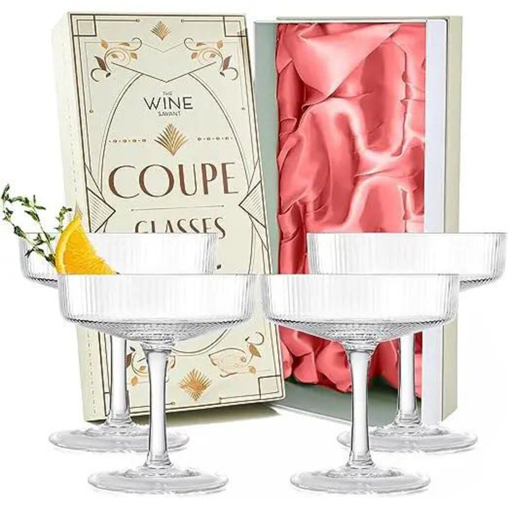 Coupe Glasses Ribbed Coupe Cocktail Glasses 7 oz | Set of 4