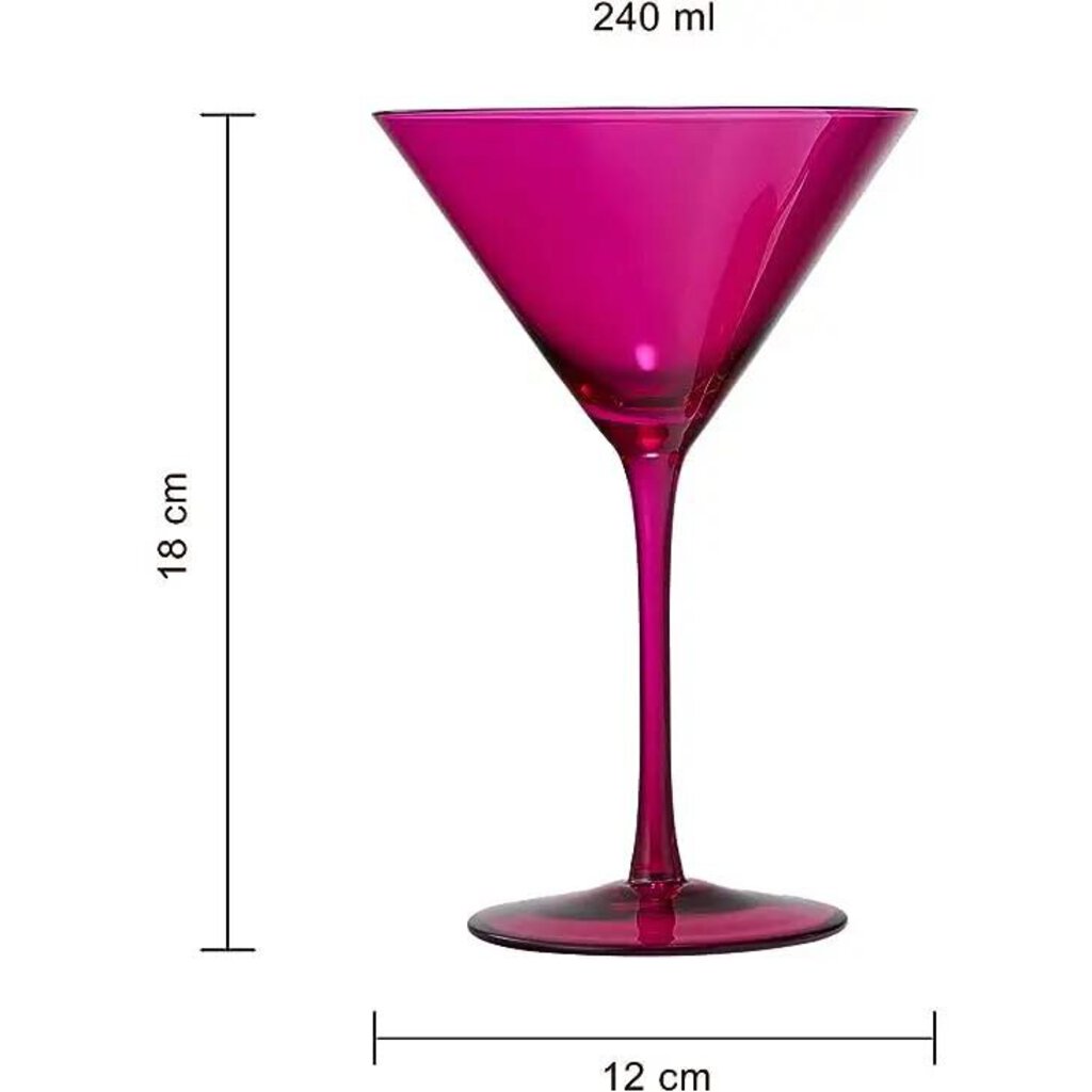 Khen Hot Pink Martini Glasses Set of 2 Crystal Glassware 8oz