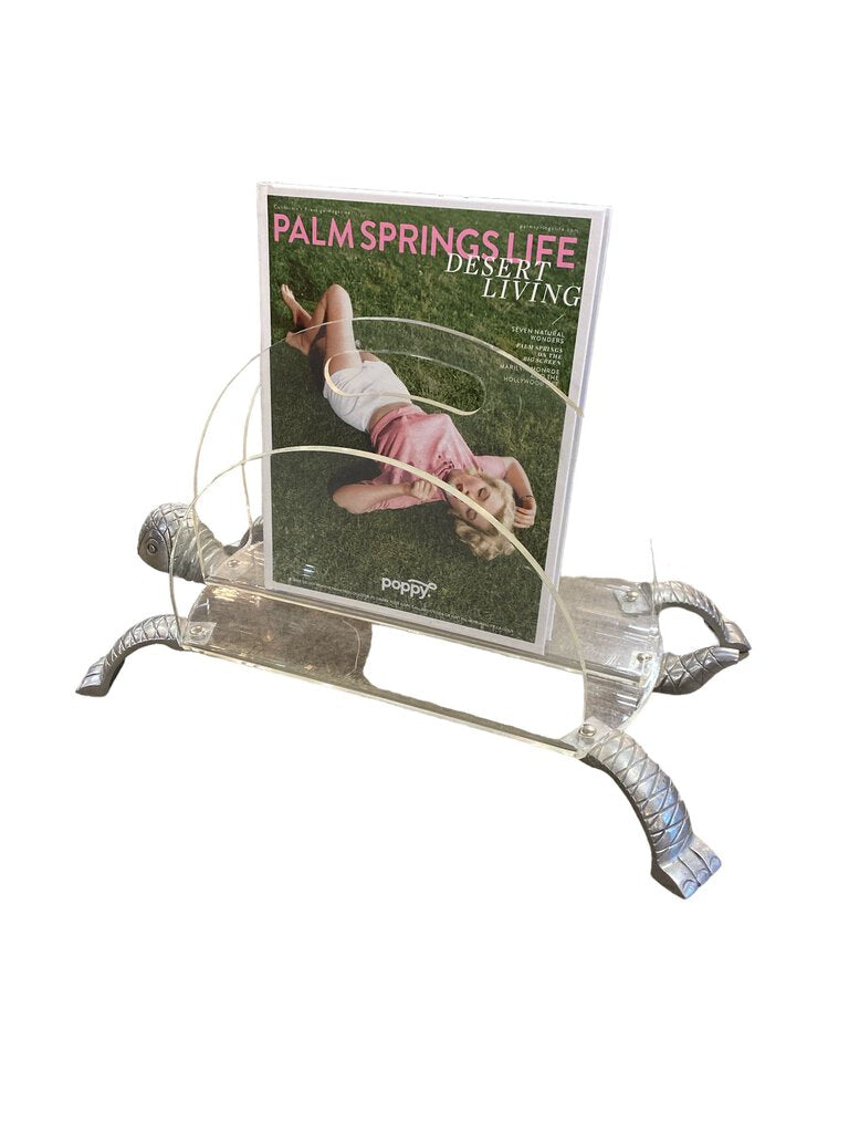 Arthur Court Mid Century Aluminum and Lucite Turtle Magazine Rack
