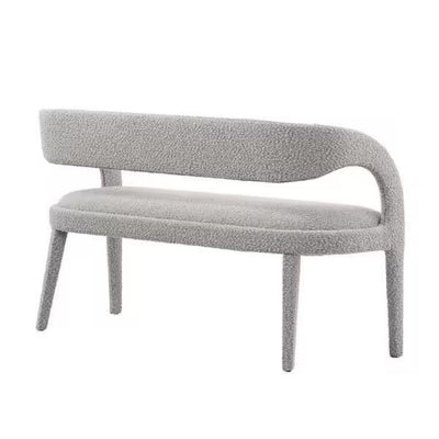 Pinnacle Boucle Fabric Accent Bench in Ivory