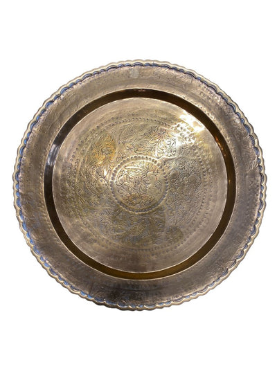 Turkish Black Base and Brass Tray Side Table
