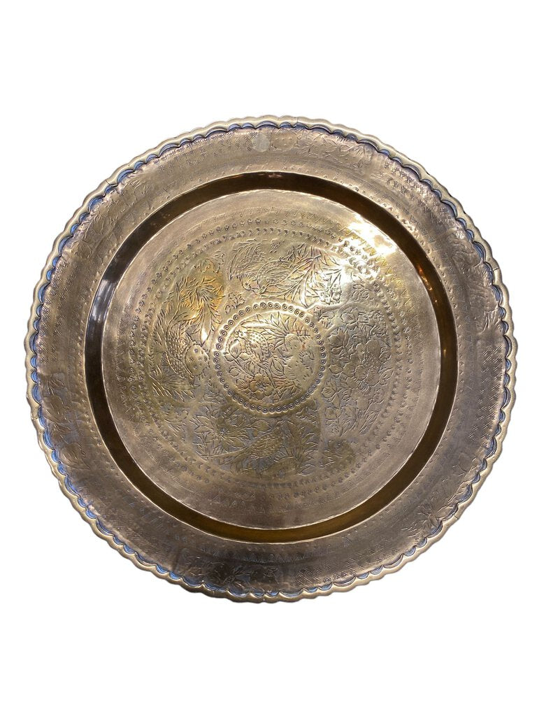 Turkish Black Base and Brass Tray Side Table