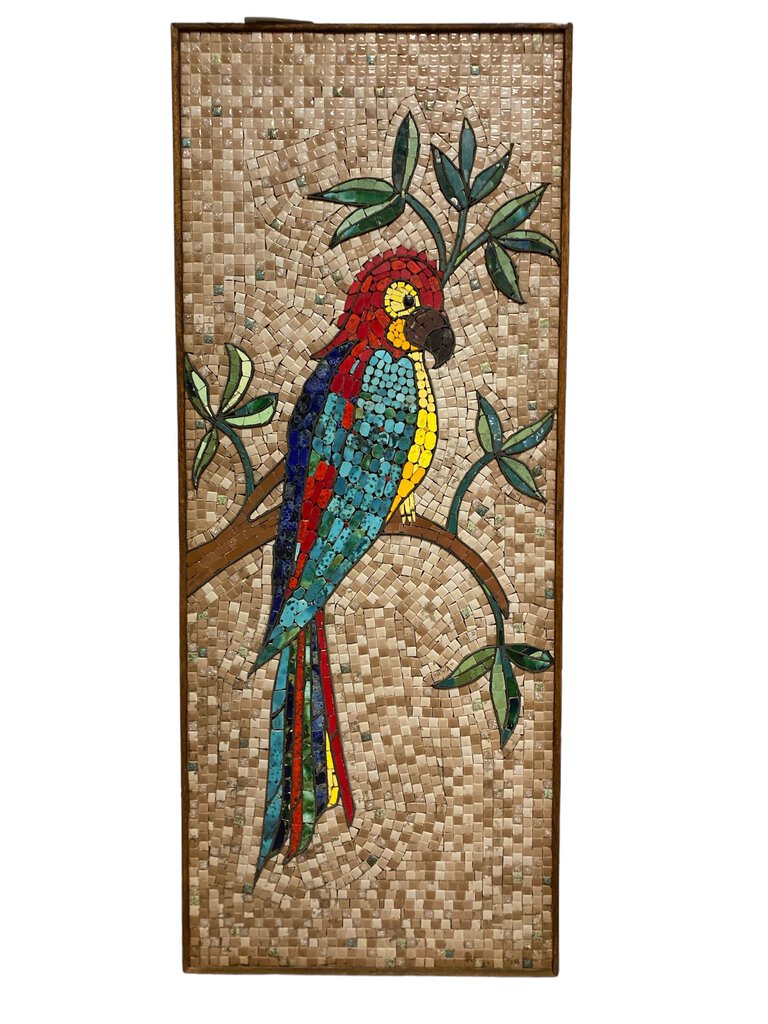Monumental Mid century Ceramic and Tile Mosaic Parrot