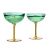 Colored Coupe Art Deco Glasses, Gold | Set of 2 | 12 oz