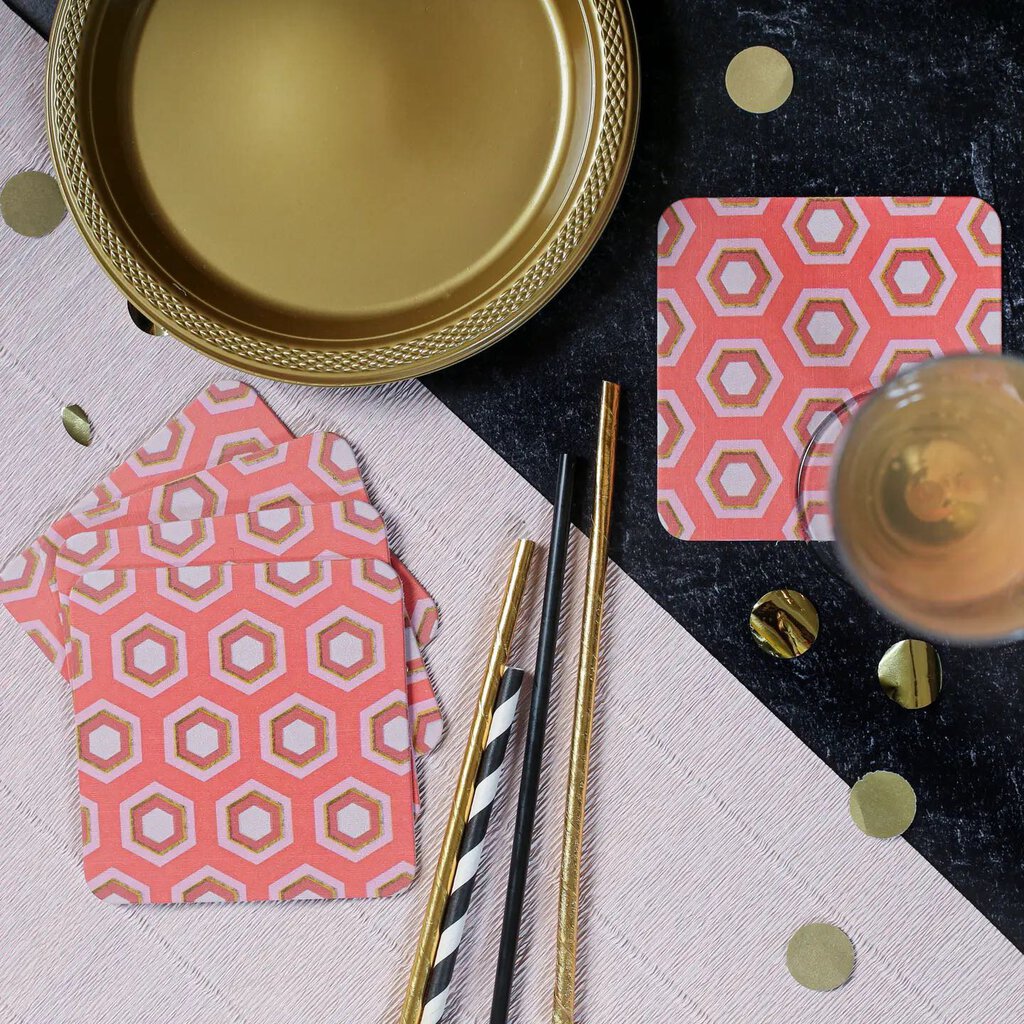 Pink Hexagon Coasters