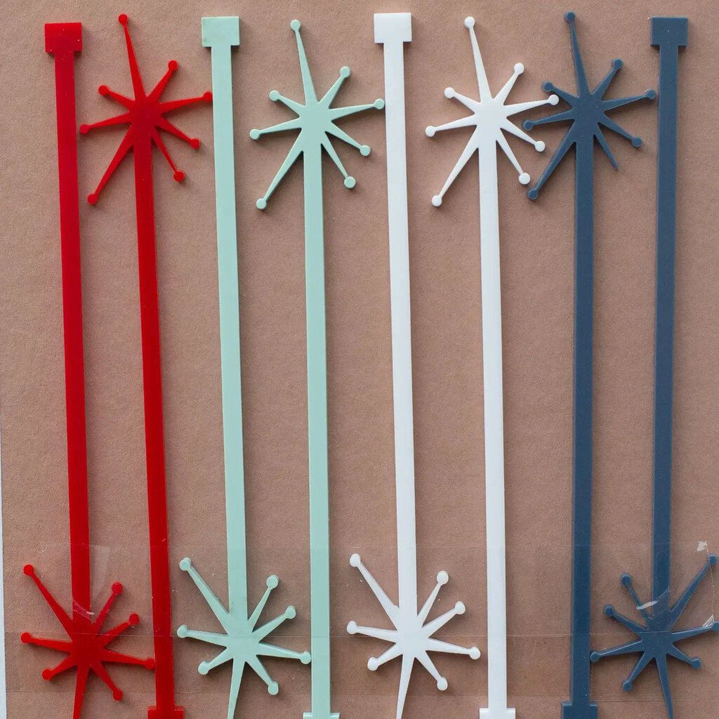 Retro Starburst Fireworks Beverage Mixing Swizzle Sticks