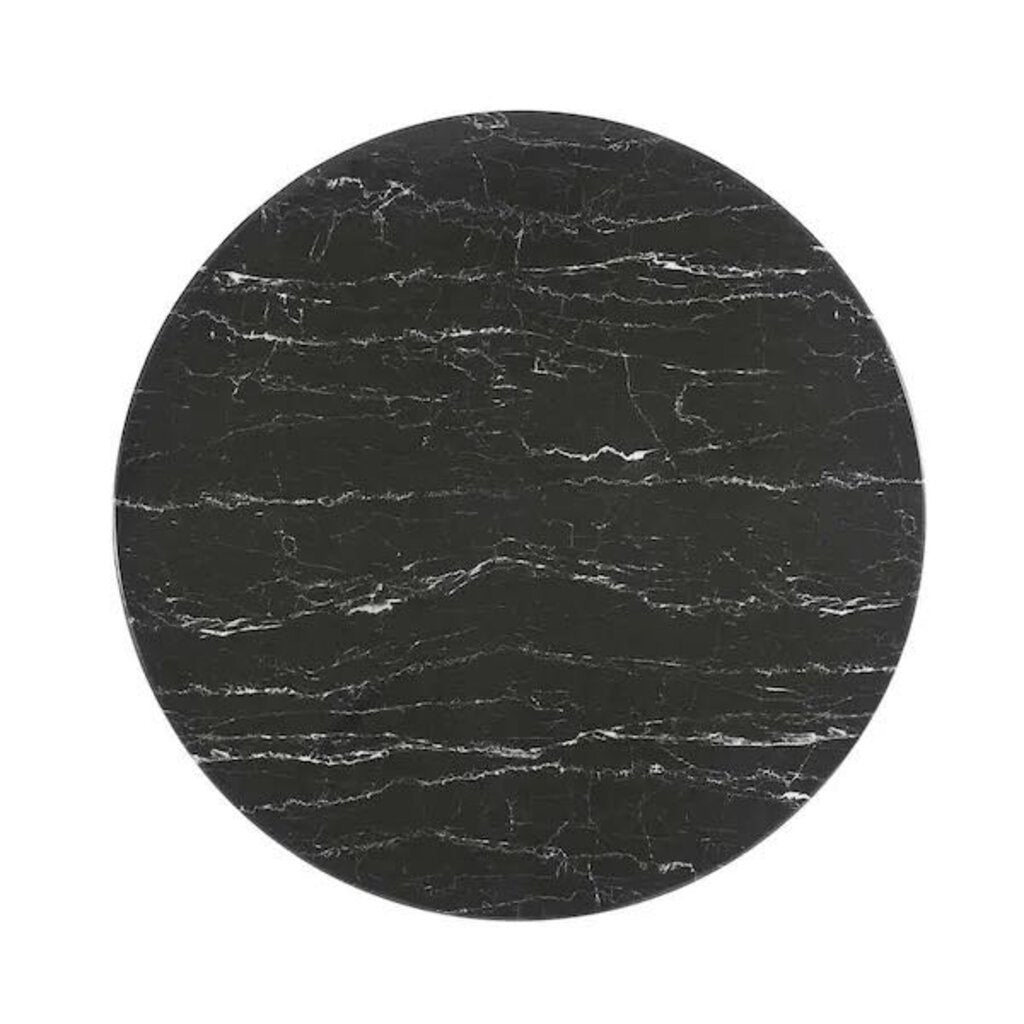 TULIP DINING TABLE 40" ROUND - Faux Marble in Black with Black Base