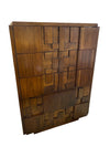 Lane Walnut Staccato Mid Century Brutalist Tallboy Dresser