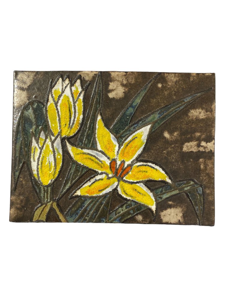 Mid Century West German Tiger Lily Ceramic Wall Plate