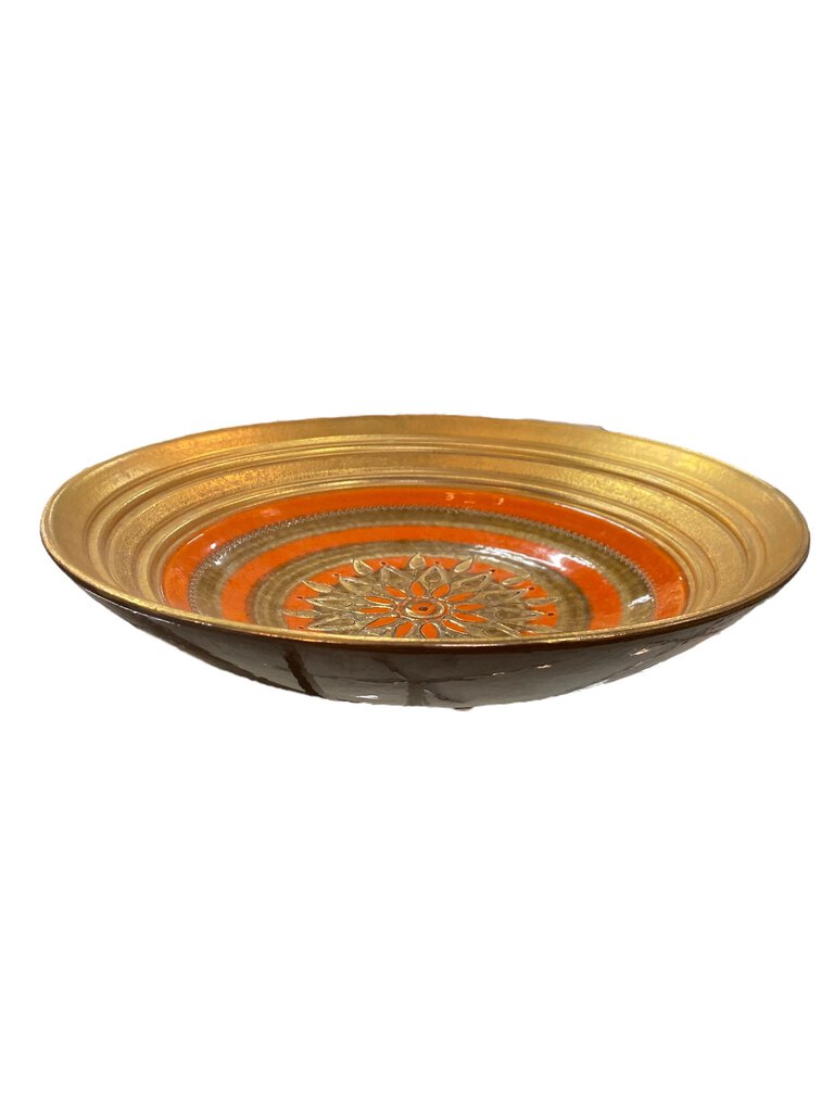 Bitossi Rosenthal Netter Orange Sunburst Bowl/Centerpiece/Catchall