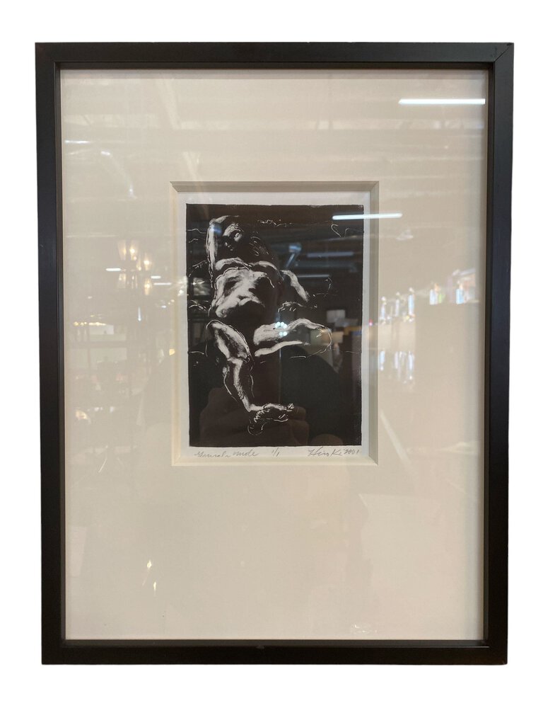 Hiroki Morinoue Female Nude Woodblock - Listed Hawaiin Artist from Big Island