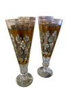 Culver MCM Very Rare Set (4) Pilsner Glasses Valencia Pattern Gold/Blue