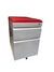 Grey Pedestal File Cabinet w/Red Cushion and Casters