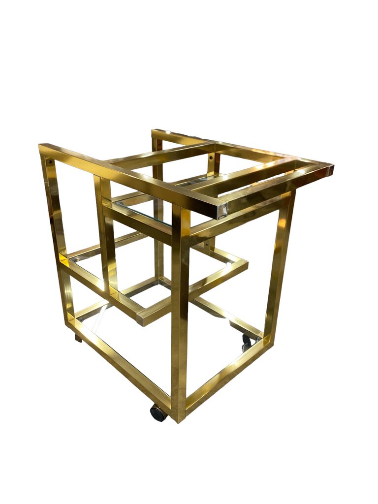 Mid Century Cubist Brass Tiered Bar Cart - FABULOUS