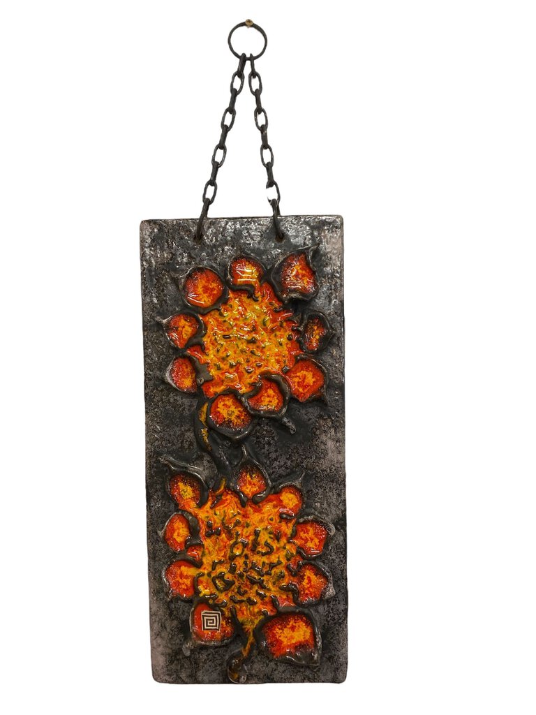 West German Orange Flower Wall Plaque by Carstens