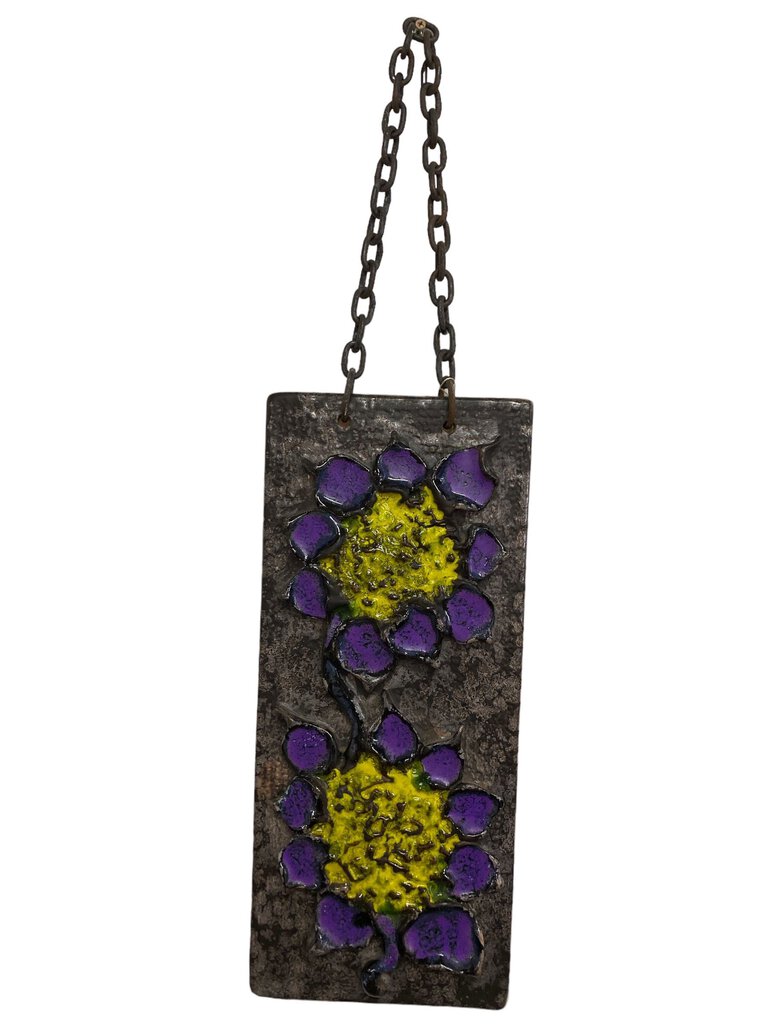 West German Purple Flower Wall Plaque by Carstens