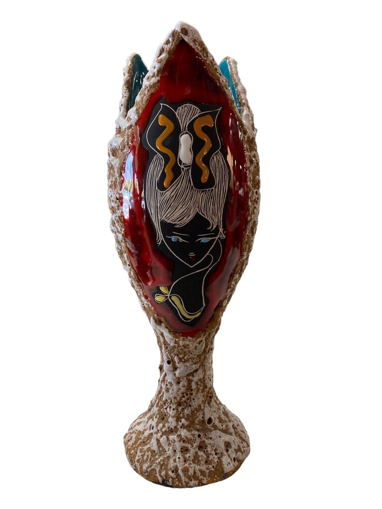 Vintage 1960's Italian San Marino Ceramic Vase Lava glaze by Titano