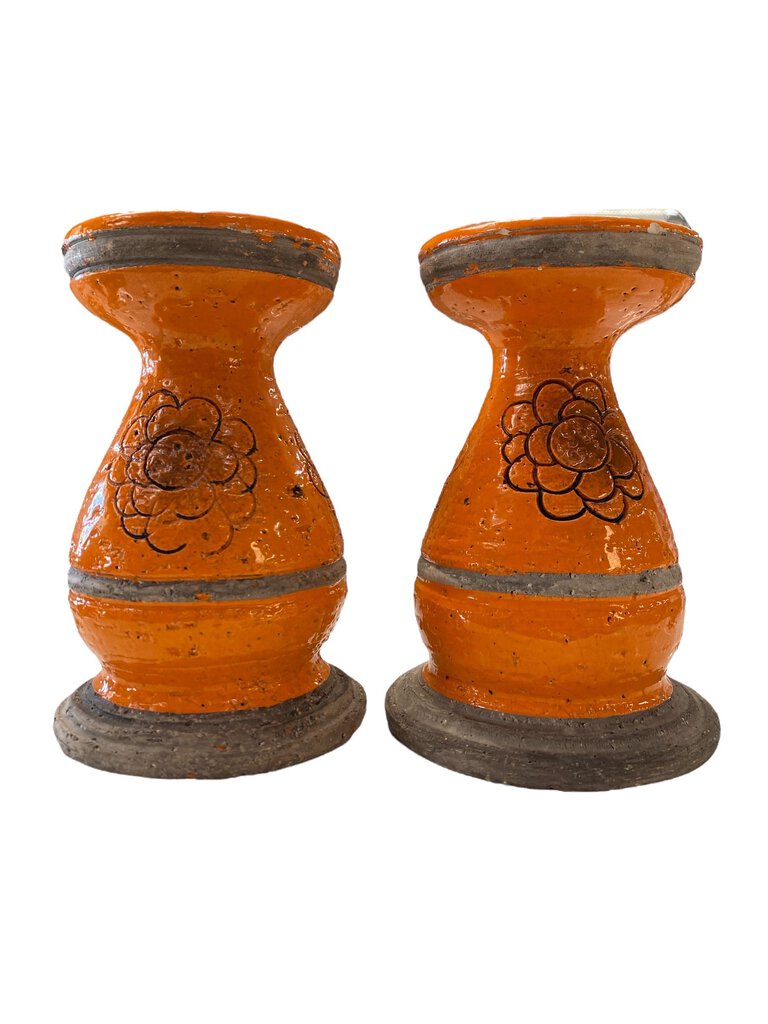 Bitossi Netter Mid Century Italian Ceramic Pair of Candlesticks - as found (Set of 2)