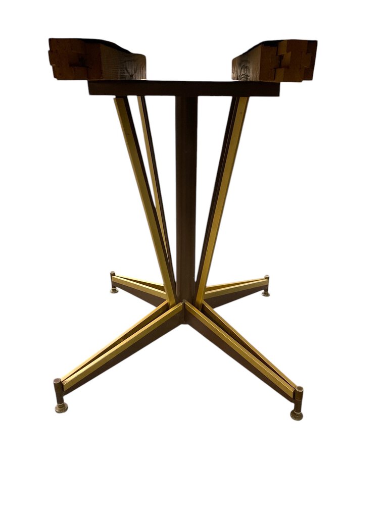 Acme Satin Brass Modern Dinette Gaming Table with 4 Chairs (Set of 5)