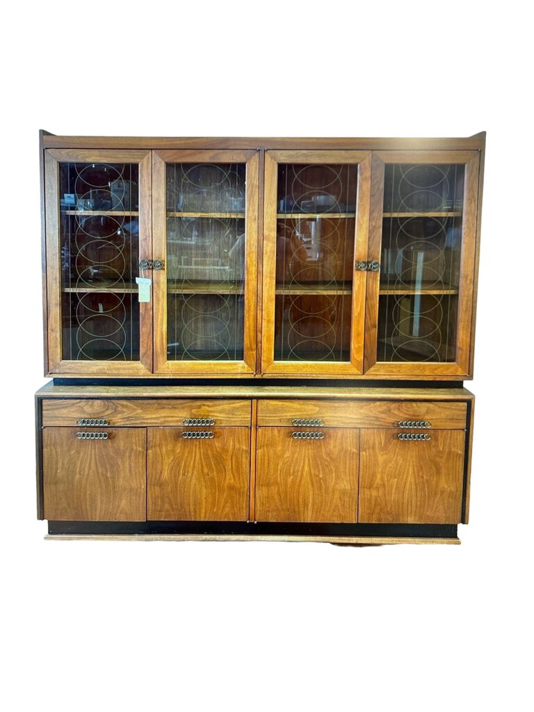 Mid Century Brown Saltman China Cabinet