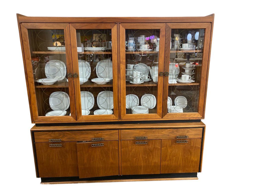 Mid Century Brown Saltman China Cabinet
