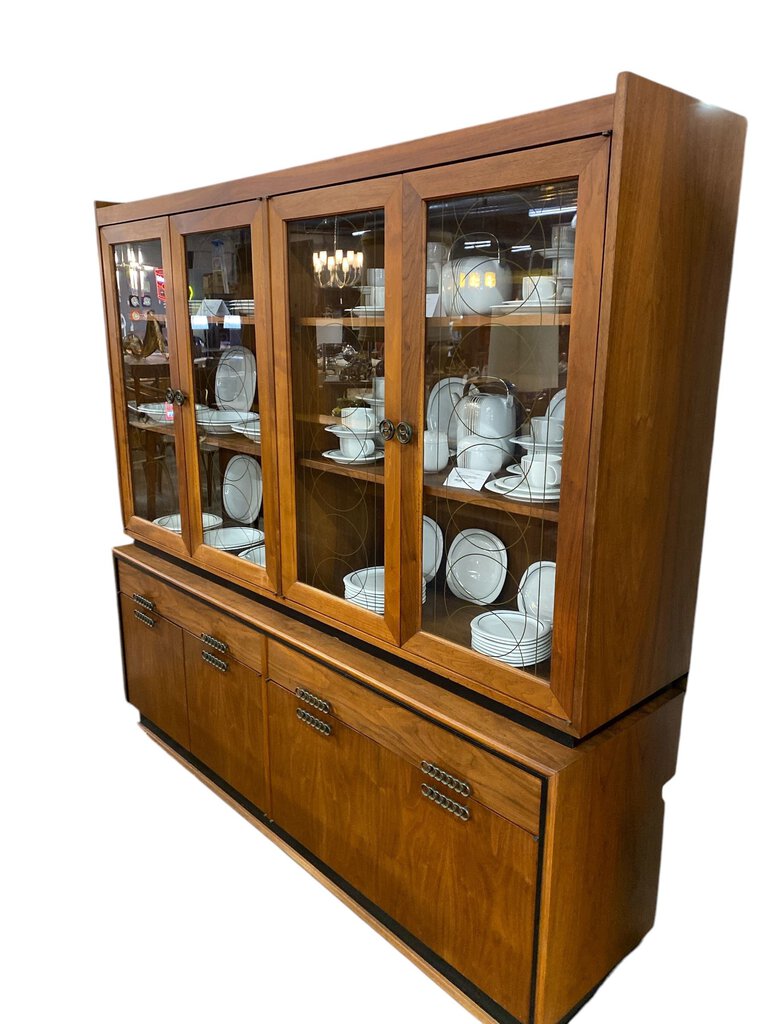 Mid Century Brown Saltman China Cabinet