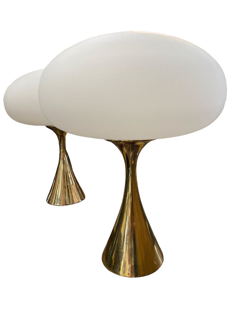 Laurel Mid Century Modern Pair of Brass Mushroom Lamps (Set of 2)