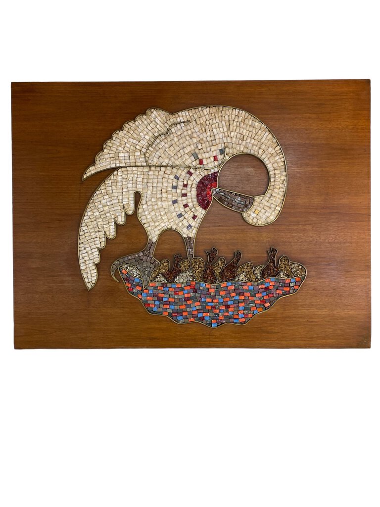 Mid Century Modern Mosaic Mother Bird and Children