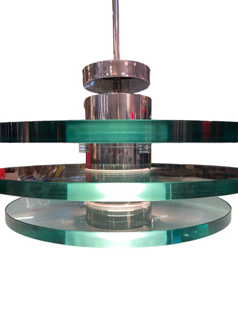 Post modern 1980's Three Tier Glass Sphere Chandelier