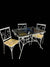 Mid Century Outdoor 5pc Patio Set White Metal & Smoked Glass Table w/4 Chairs