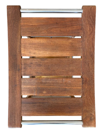 Frontgate Solid Teak Vintage Stool Bench Water Resistant