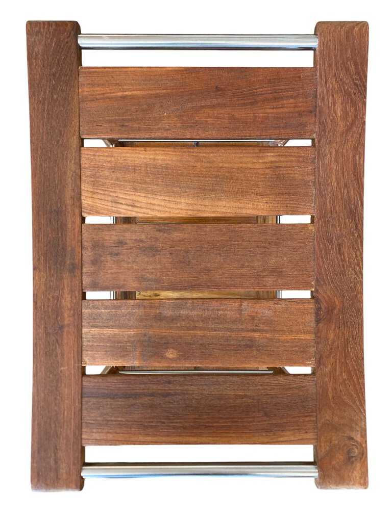 Frontgate Solid Teak Vintage Stool Bench Water Resistant