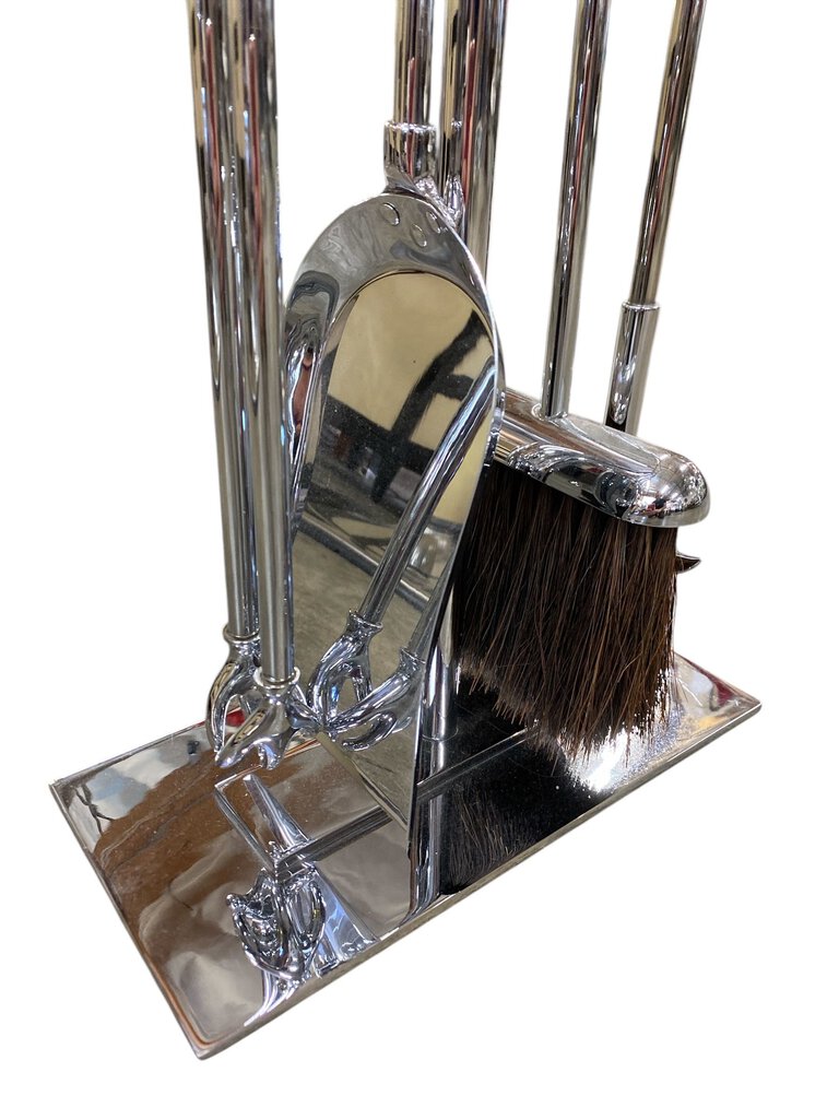 Danny Alessandro Chrome Italian Fireplace Tools Mid Century (4 Piece)