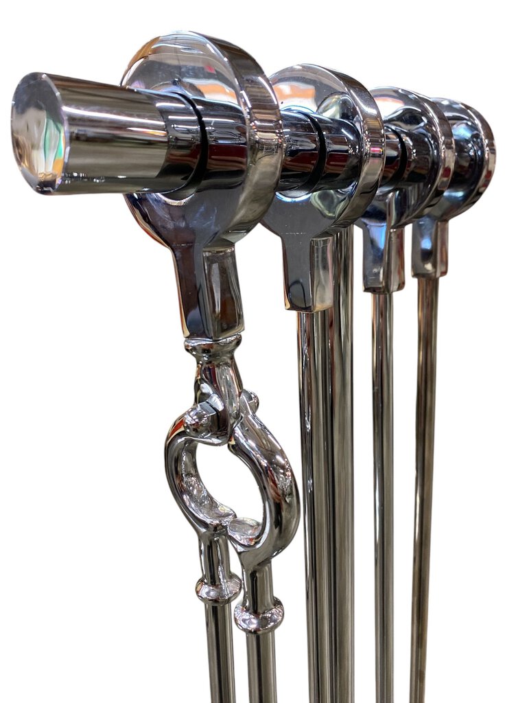 Danny Alessandro Chrome Italian Fireplace Tools Mid Century (4 Piece)