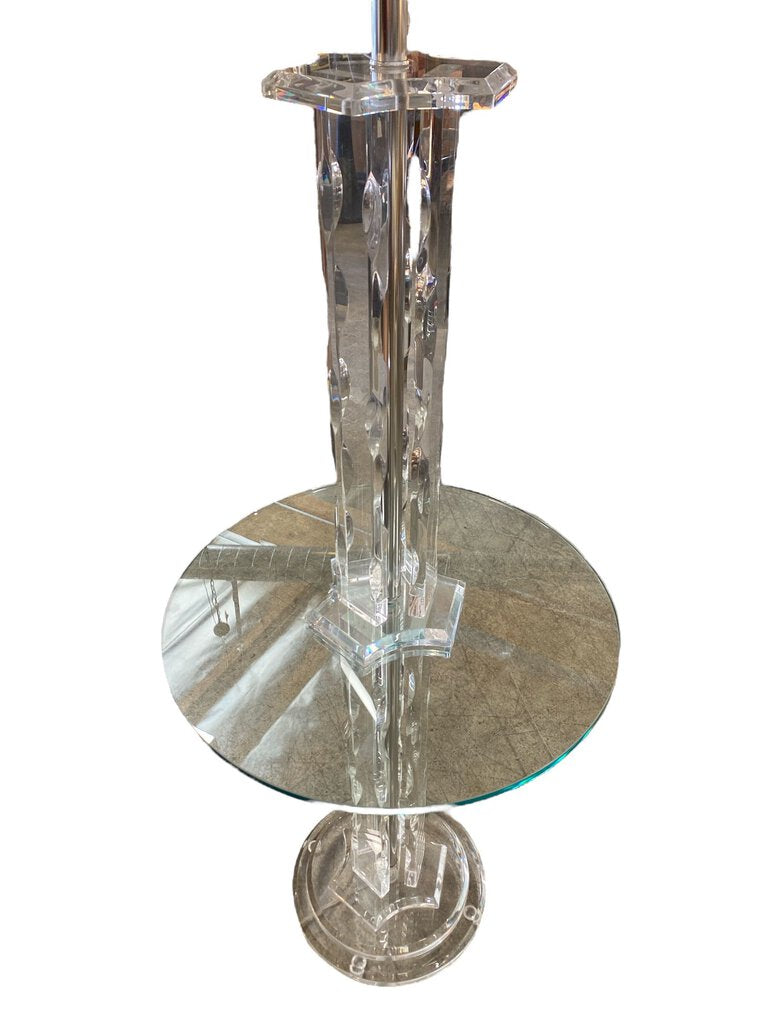Monumental Lucite Mid Century Floor Lamp with Glass