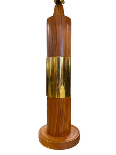 Mid Century Teak and Brass Table Lamps (the pair)