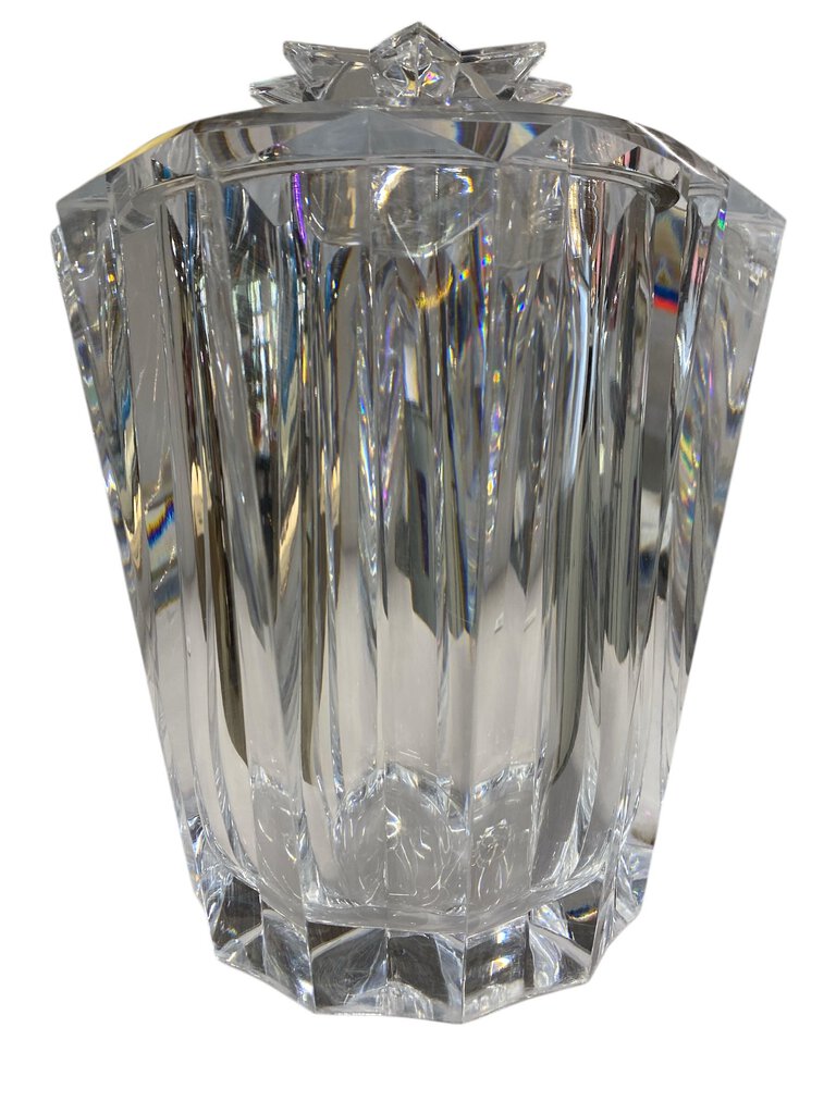 Monumental Heavy Lucite Ice Bucket Faceted - Vintage Wonderful Condition