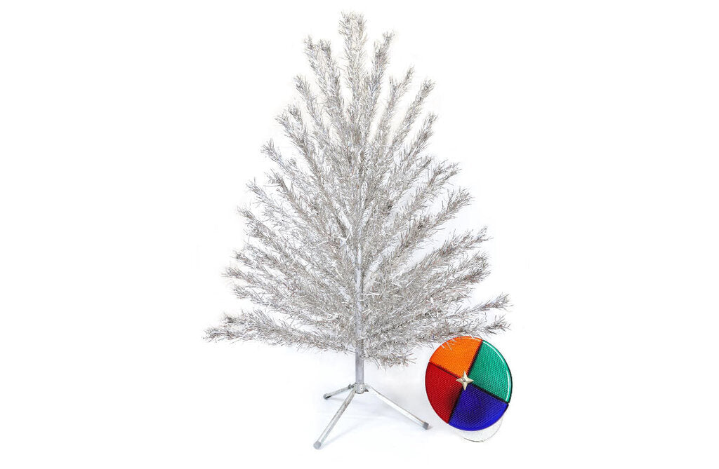 Mid Century 6' Foot Alumium Tree with Color Wheel Light