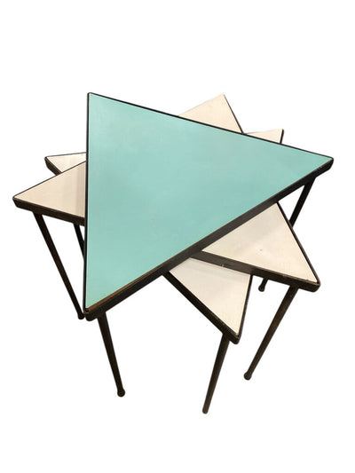Mid Century Weinberg Trio of Triangular Stacking Tables (Set of 3)