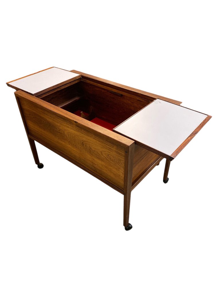 Danish Modern Mid Century Rosewood Bar Cart