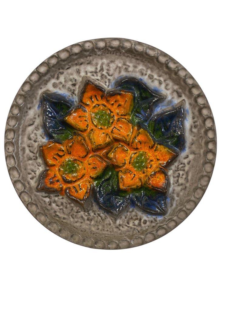 Mid Century West German "Carstens" Ceramic Flower Wall Plate