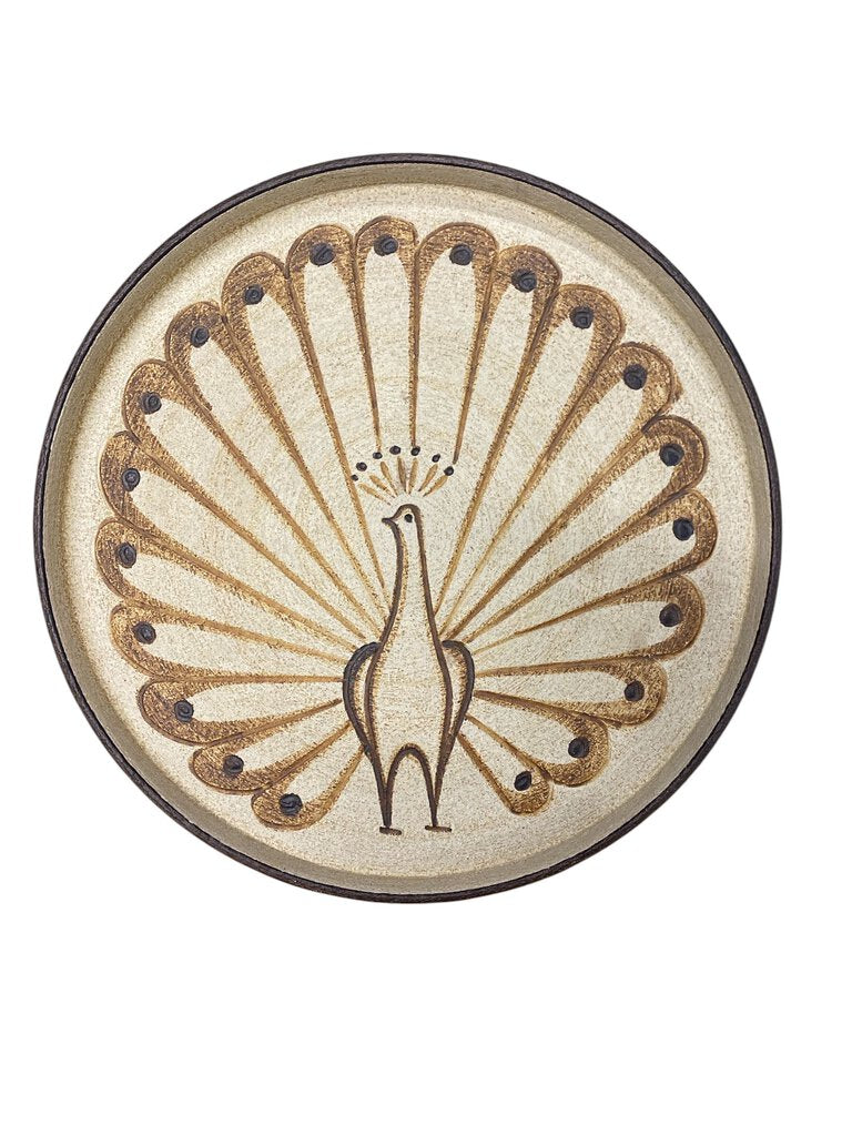 Mid Century West German 1960's "Sgrafo" Peacock Wall Plate #734 Signed