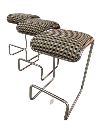 1970's Pair of Tubular Bar Stools (Set of 2)