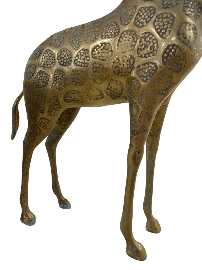 Large Pair of Hollywood Regency Brass Giraffes (Set of 2)