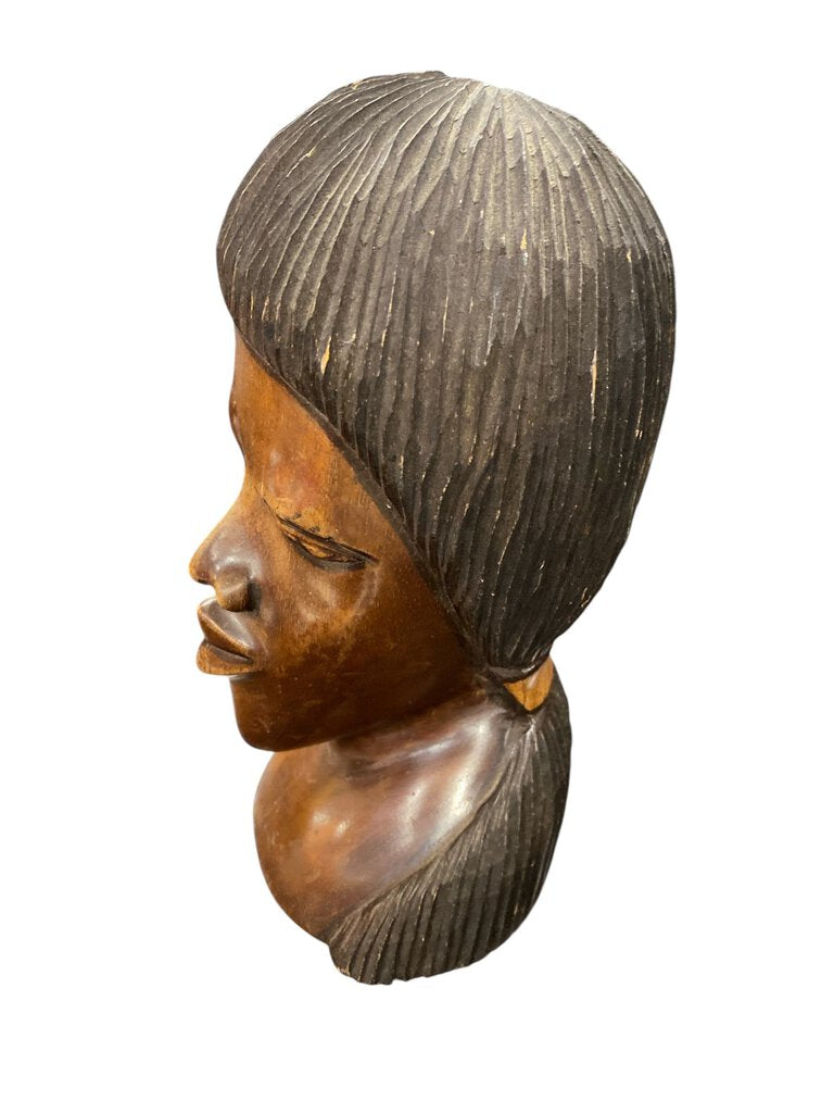 Vintage Jamaican African Wood Carved Tribal Head