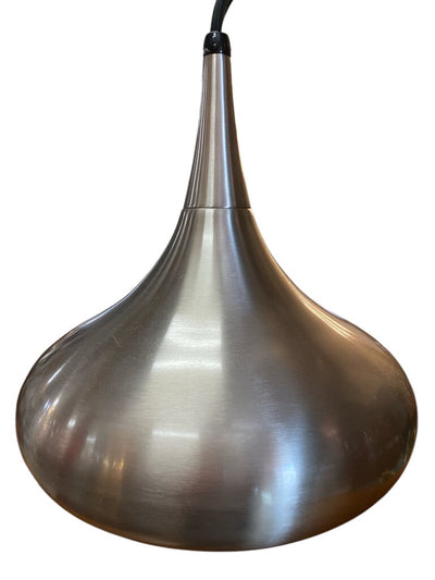 Pair of Mid Century Modern Nickel Finish Stainless Ceiling Pendants (Set of 2)
