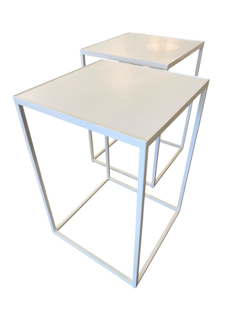 PAIR of Enamel and Laminate Indoor/Outdoor Tall Side Tables (Set of 2)